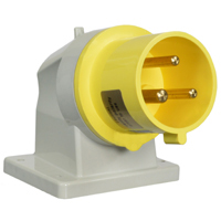 Pin and Sleeve Inlet Devices 888-631316 IEC 60309 Surface Mount Inlet Down Angled Type, IP44 Rated, 30 Amp 120 Volt, 4H, IEC 309 International Pin and Sleeve Devices 